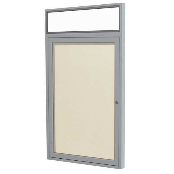 Enclosed Bulletin Board, 1 Door, Vinyl, Hdlnr Frame, 3 ft H x 2 ft W, Ivory